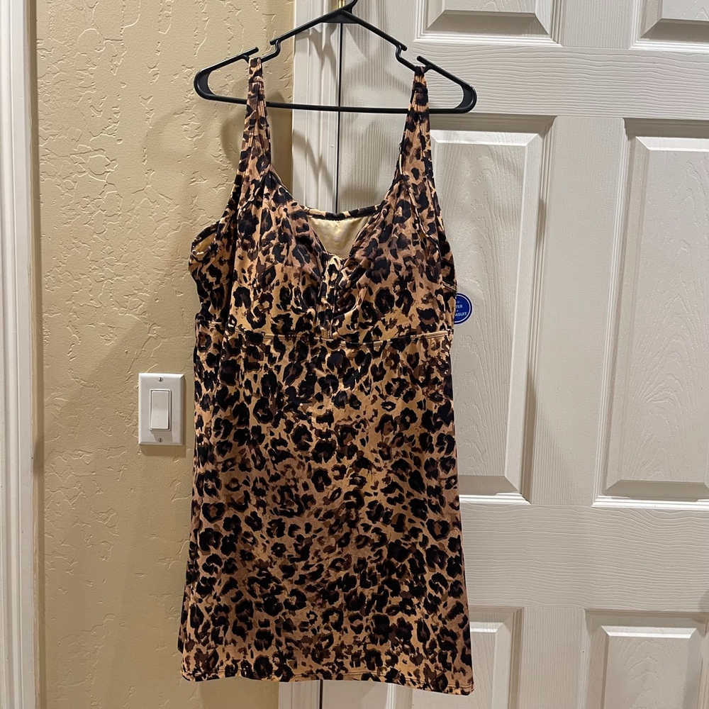 Swimsuits for All Women's Swim Dress Size 28 Brown Leopard Print plus size